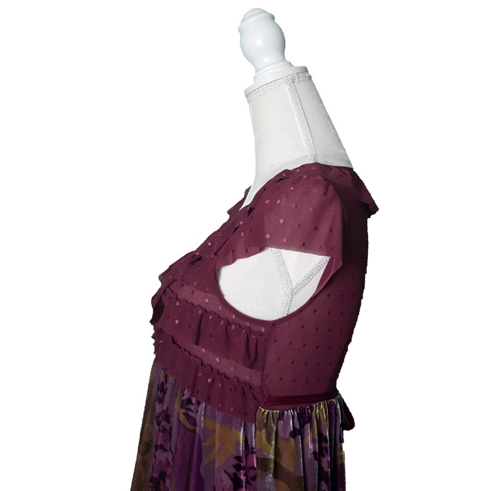 Free People Womens Mesh and Velvet Floral Dress - Picture 3 of 8